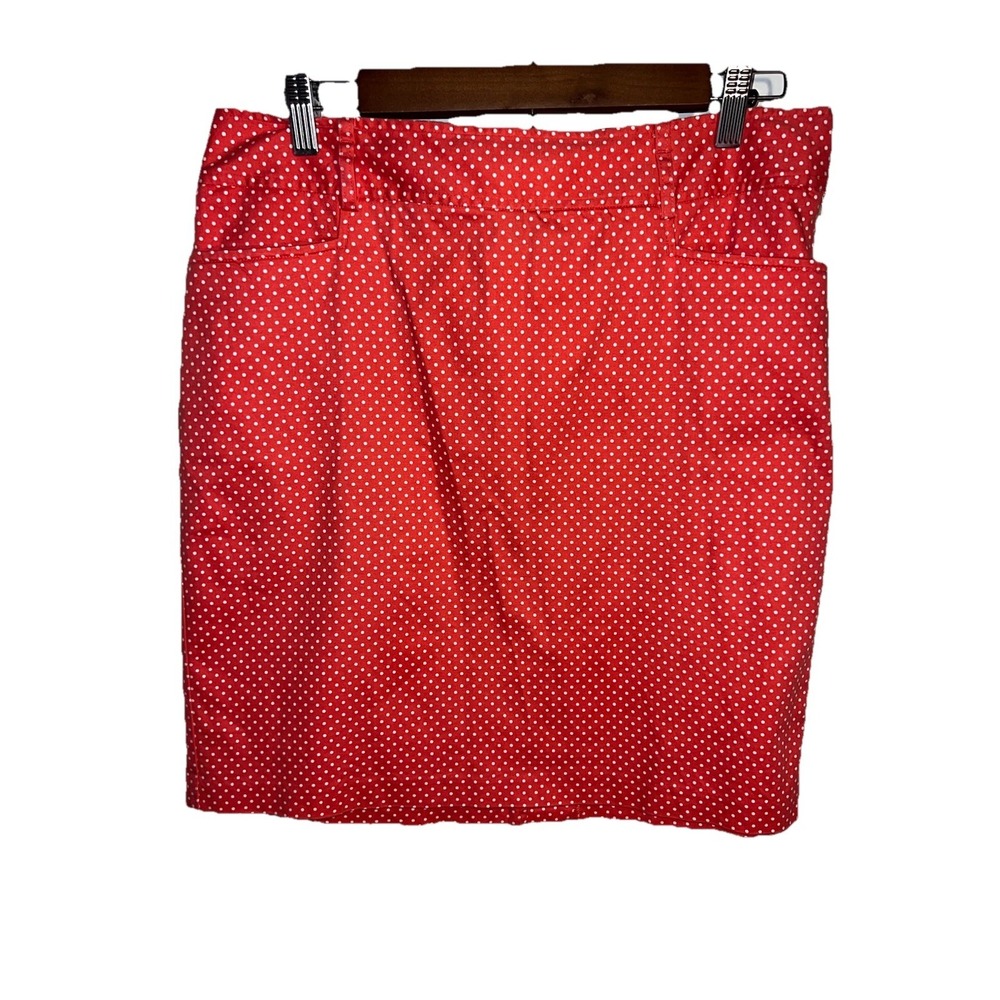 Olivia & Martin Orange White Polkadot  High‎ Waist Stretch Mini Pencil Skirt 12P